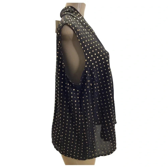 Anne Klein Sleeveless Black & Gold Top With Tie Size 2X New With Tags - Picture 2 of 6